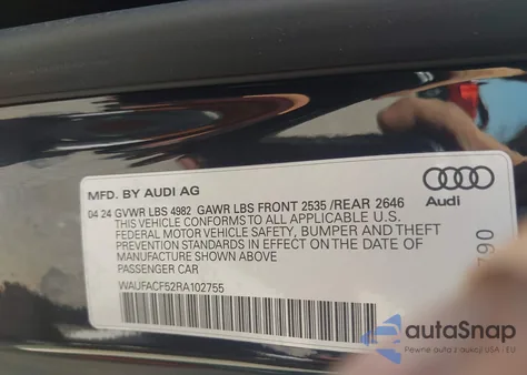 2024 Audi A5 Premium Plus 45 Tfsi Quattro S Tronic z USA, uszkodzony, nr VIN WAUFACF52RA102755